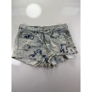 Vintage Levis 501 Cut Off Shorts Womens 33 button fly Denim Bleach Tie Dye 90s